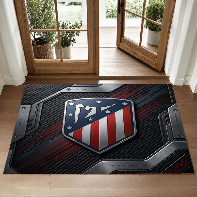 Atletico Madrid Design Crystal Velvet Rug Soft Decorative Mat for Bedroom Entrance