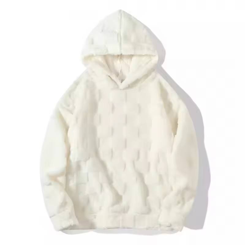 Men Hooded Sweater Fall and Winter New Foreign Trade Slim Round Neck Long Sleeved Square Plaid Casual Windbreaker Male Clothes