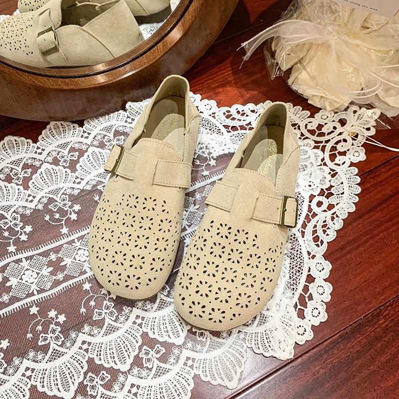 Platform women's summer 2025 new one-pedal hole shoes, pregnant women's single shoes, fashionable versatile casual single shoes