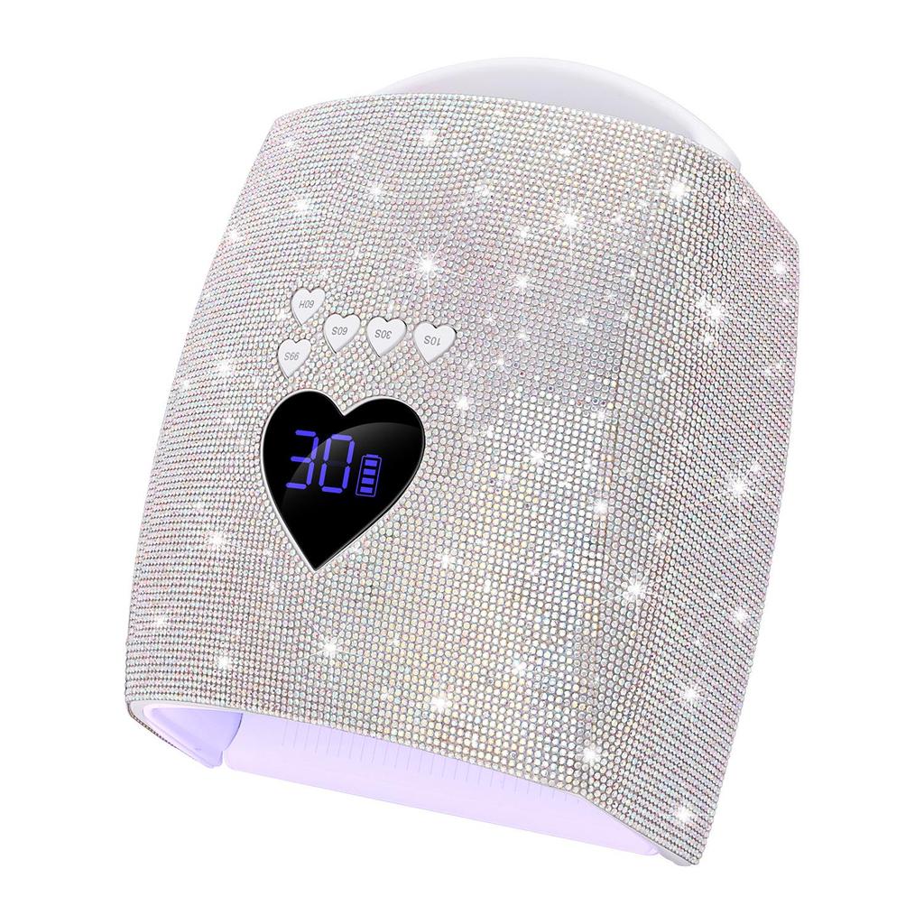 220W Rhinestone Dual Light Nail Lamp: Portable, Quick-Dry, Gel-Curing with No Blackening