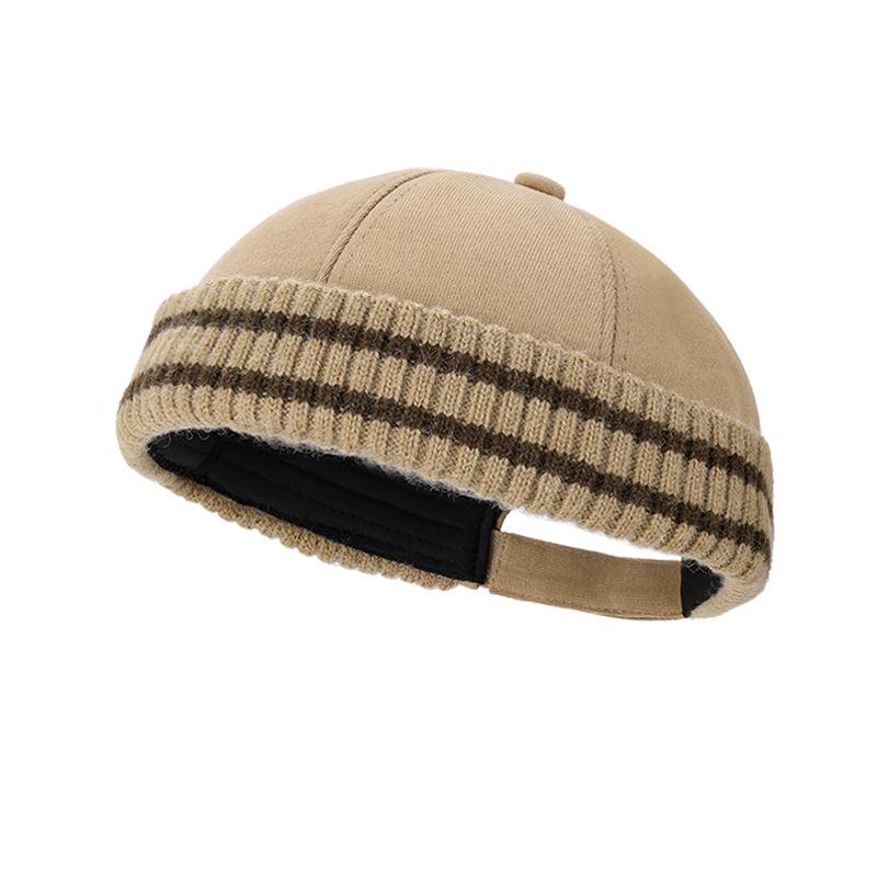 Retro melon fur hat neutral couple autumn and winter warm hat yuppie personalized knitted striped landlord hat
