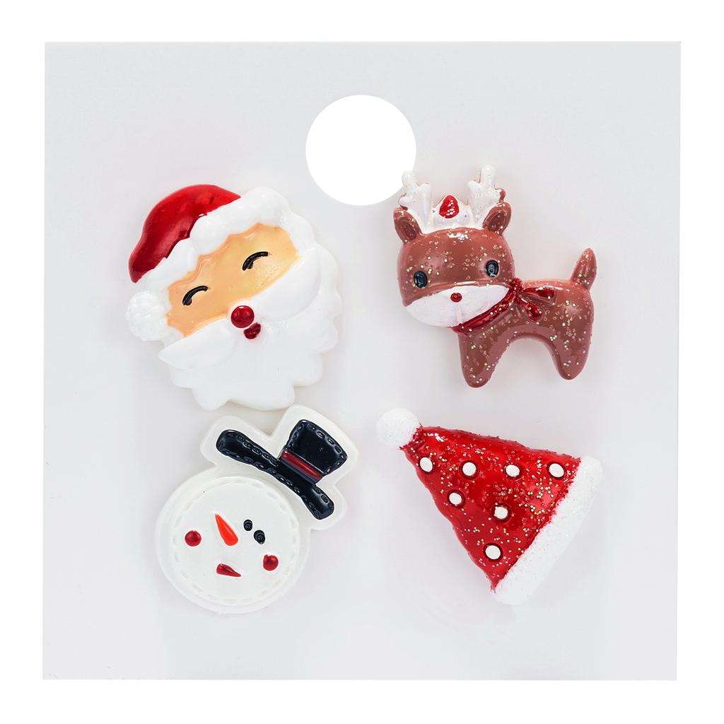Classic Cute Cartoon Christmas Series Brooches Set for Women 3pcs Snowman Santa Claus Elk Acrylic Pin Party Jewelry Accessories