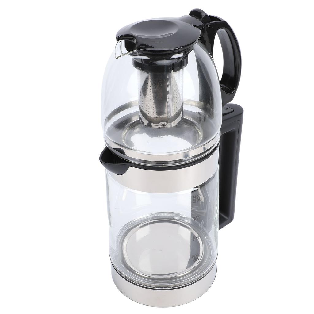 Electric Turkish Tea Maker 2000W Borosilicate Glass Tea Kettle Stainless Steel Infuser 2L Kettle 0.8L Teapot Capacity