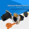 D-type RJ45 Waterproof Female Panel Mount Pass-through Network Port 8P8C Connector