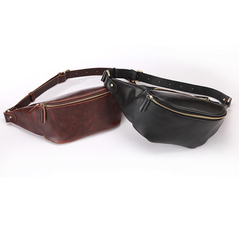 Marsupio da Uomo Retrò in Pelle PU Moda Sportiva Borsa a Spalla sul Petto Borsa da Viaggio per Ciclismo Marsupio per Cellulare da Uomo Portafoglio Zero
