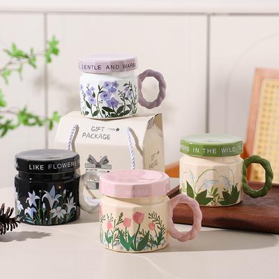 Ceramic Cup with Lid Mug High Value Water Cup Office Cup Souvenir Coffee Cup Women's Breakfast Cup Men