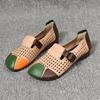 Chaussures de maman d'âge moyen en tendon de vache grande taille pour femmes, chaussures creuses à fond plat, confortables et décontractées