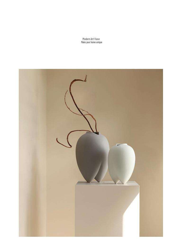 BSH Minimalist Big Belly Glazed Ceramic Vase for Home Decor