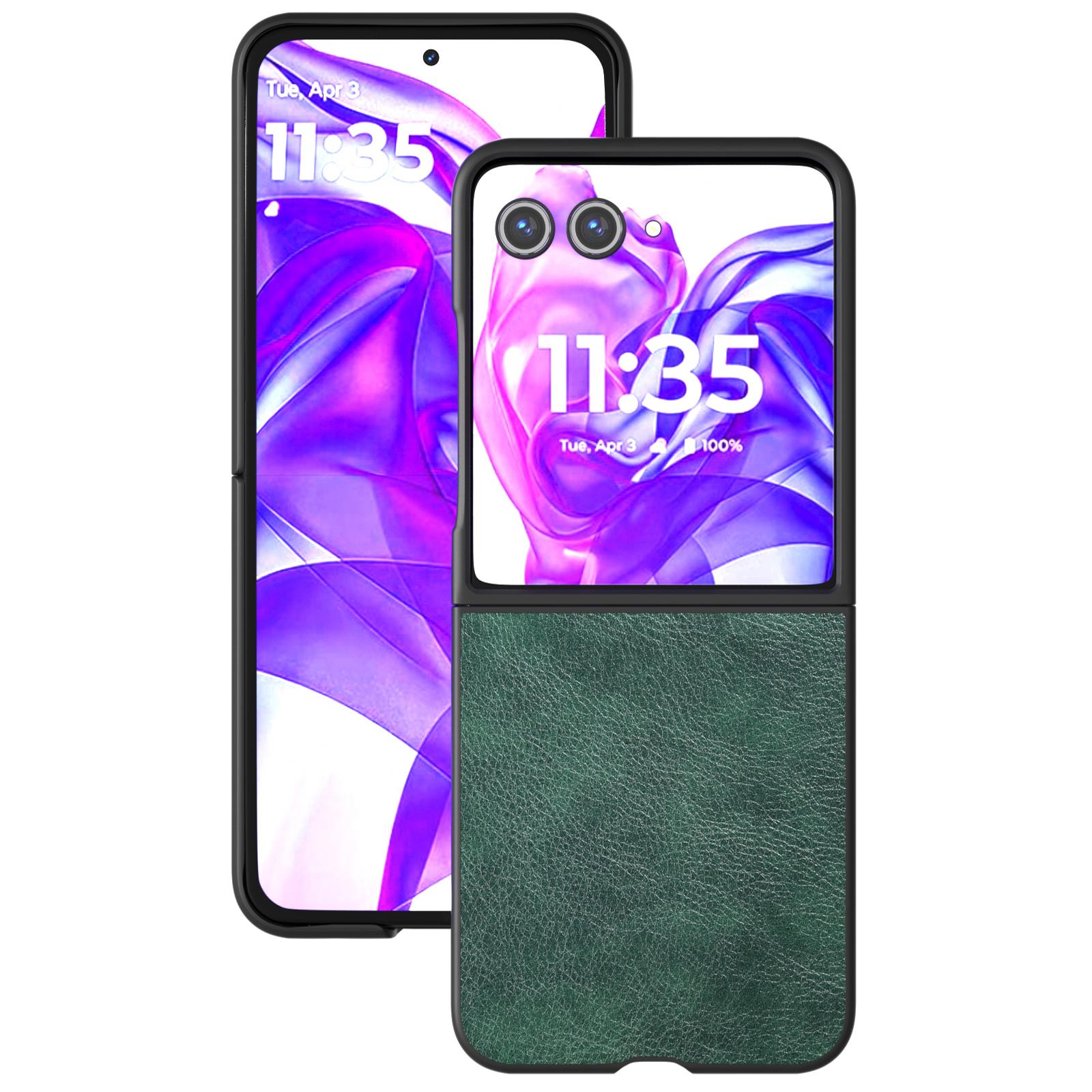 

ABEEL For Motorola Razr 50 Ultra 5G Case Litchi Texture PU Leather+PC Phone Cover Green