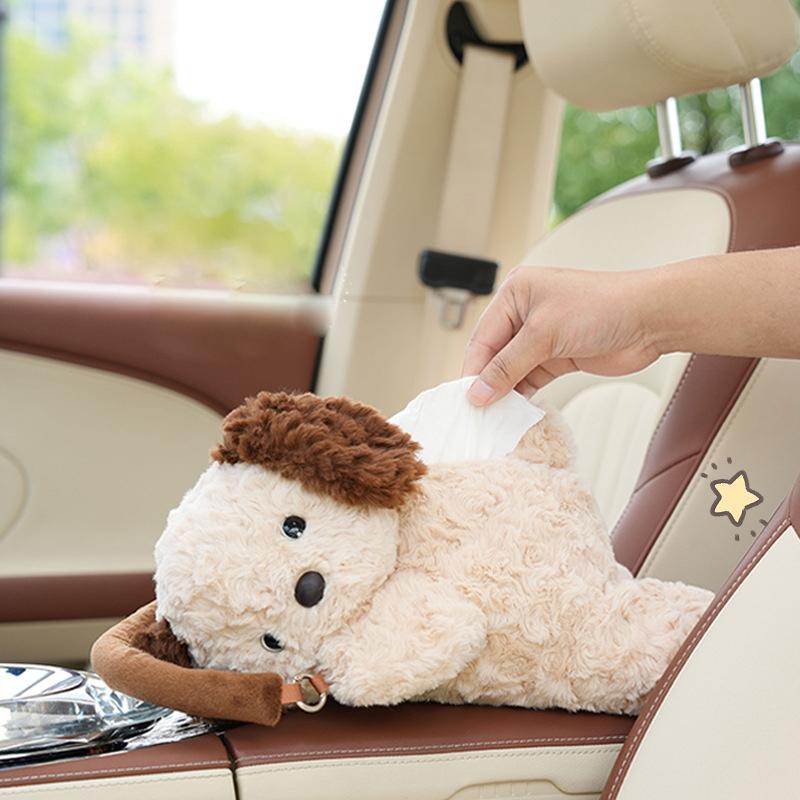 Universal Car Tissue Hanger Doll Cute Creative Hanging Tissue Holder Plush Vehicle Tissue Case Paper Box Car Accessories