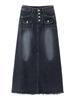 Women's Plus Size High-Waist Denim A-Line Skirt - Slim Retro Design for Autumn & Winter