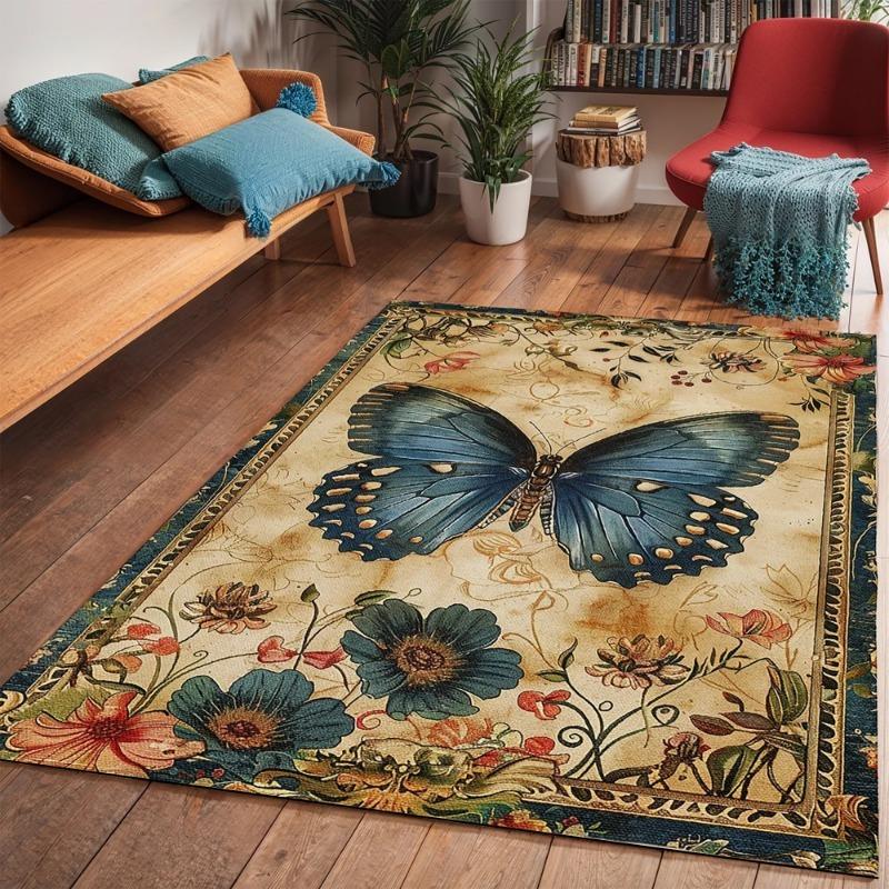Insect Butterfly Paint Pattern Carpet for Home Living Room Bedroom Sofa Doormat Decor Large Area Rug Non-slip Floor Mat Fashion