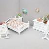1/12 Doll House Bedroom Furniture Accessory Set Natural Wood Scene Display Bed Cabinet Craft Model Project Decoration