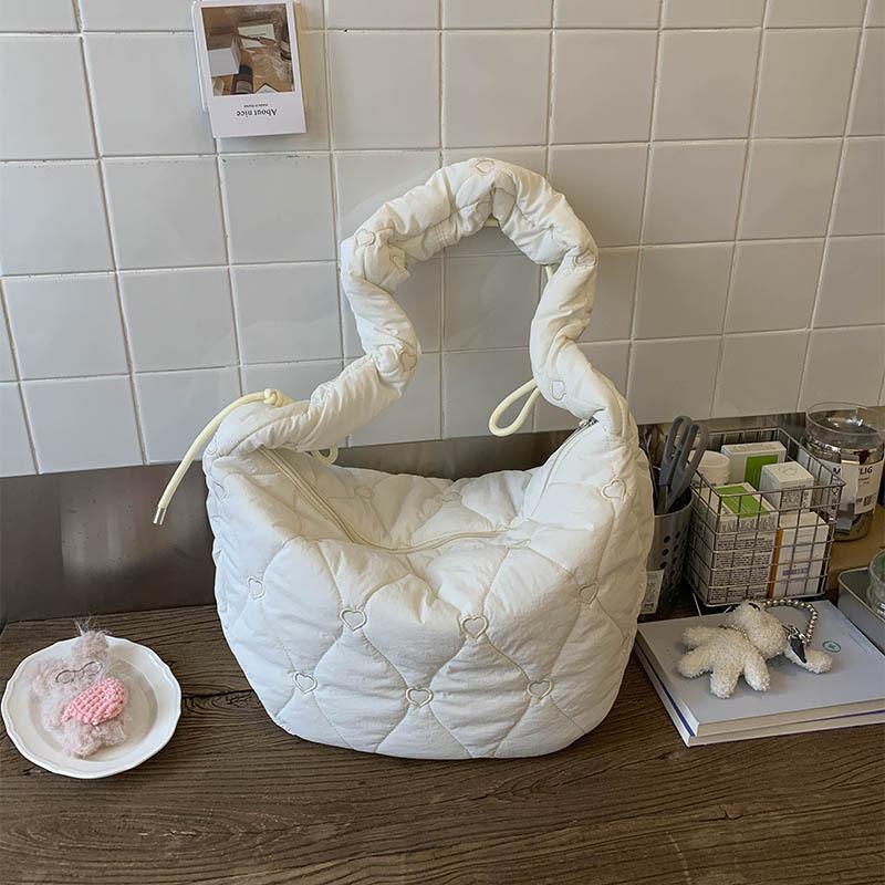 

2025 autumn high-value large-capacity shoulder messenger women s bags niche rhombus dumpling bags foreign-style cotton clothes fashionable bags белый