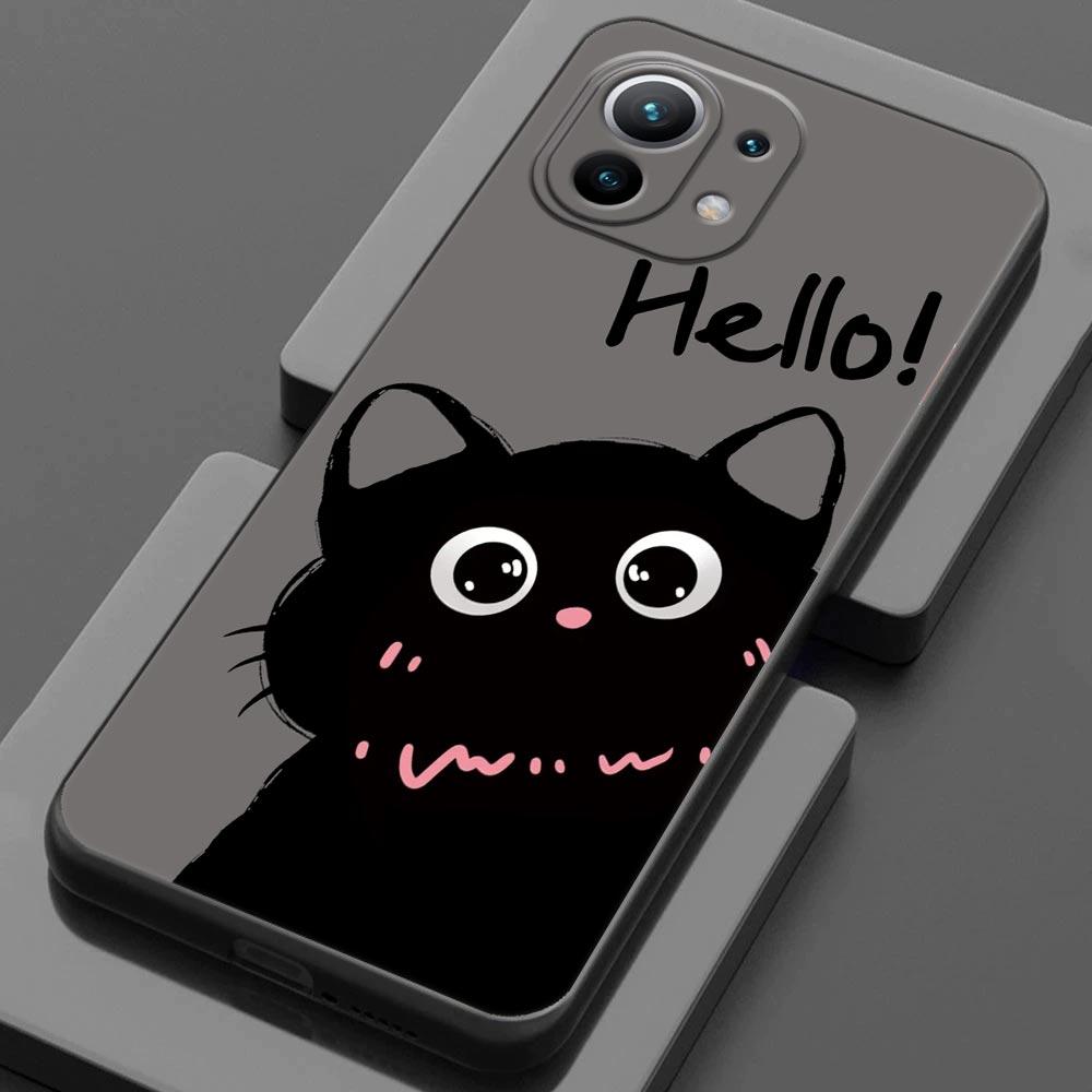 

Black Cats Hello For Xiaomi 15 Ultra 11T 12T 13T 14T Pro 11Lite Phone Case Mi POCO X7 M7 F7 Pro F5 F6 M6 X3 X5 X6 Cover Cute cat Xiaomi 10T(10T Pro)