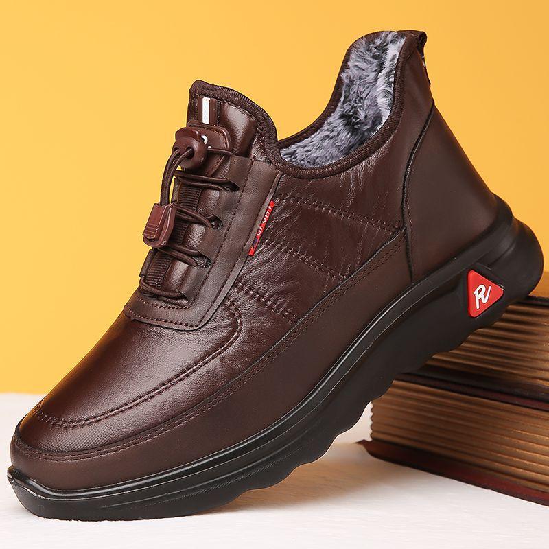 Winter Old North Cloth Shoes Men's Cotton Shoes Piled and Thickened To Keep Warm Middle-aged and Elderly Father Shoes Waterproof and Non-slip