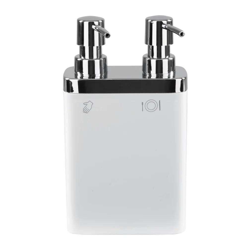 Dual Pump Soap Lotion Dispenser Countertop Organizer 2 Compartments Kitchen Bathroom Simplify Space Management Prevent Confusion
