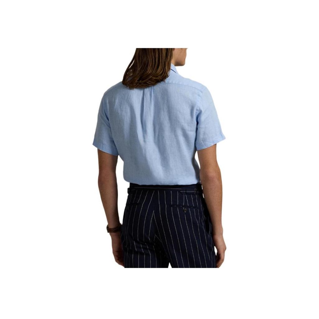 Polo Ralph Lauren Logo Single-Breasted Pleated Short Sleeve Shirt Men Shirts Blue 710968912-005