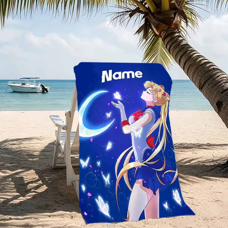 Customizable Personalized Beach Towels Sailor Moon Themed designs.Suitable for the Beach, Yoga, Sports;ideal As Beach Accessories