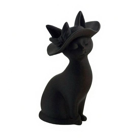 3D Printed Cat Figurine Minimalist Modern Elegant Cat Sculpture Small Collectible Animal Statue