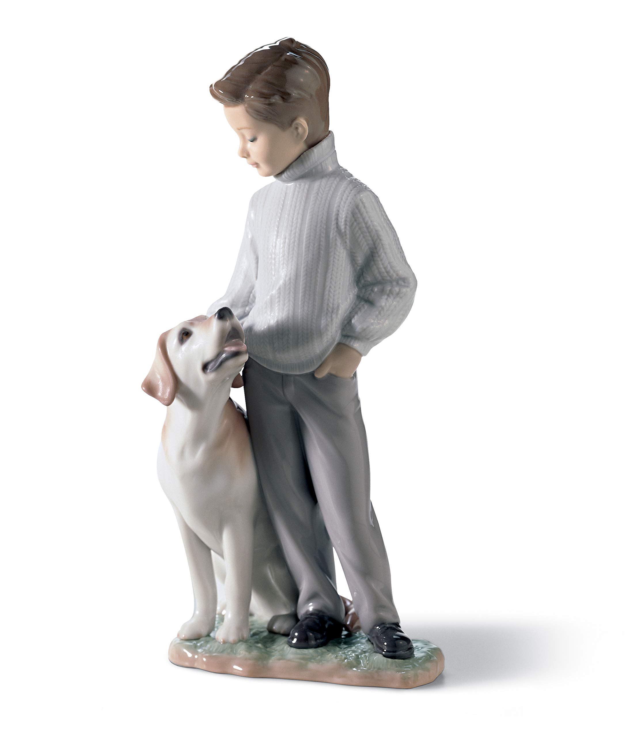 

LLADRÓ My Loyal Friend Dog Figurine. Porcelain Boy Figure.