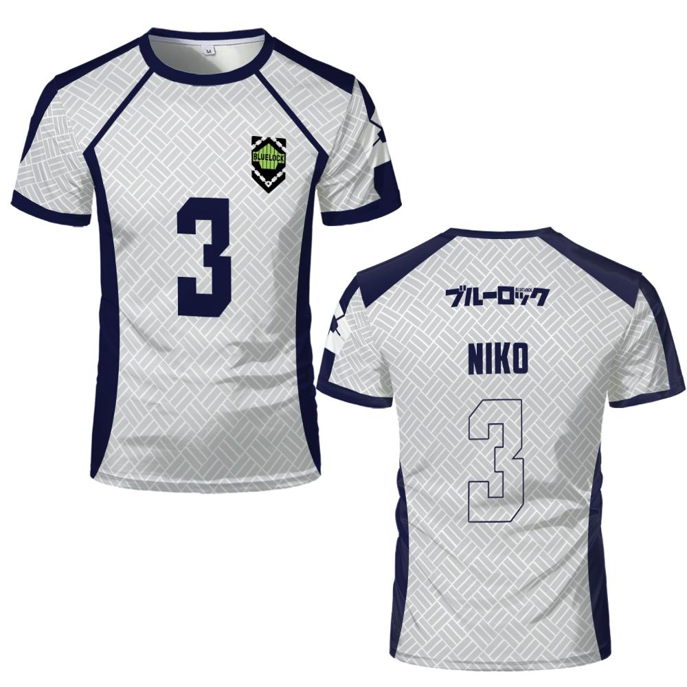 Summer Men's Blue Lock Anime Soccer Jersey T-shirt Women's Round Neck Sports Tops Children's Casual Short Sleeve Tshirt