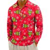 Men's Casual Christmas Print Button Long Sleeve Shirt