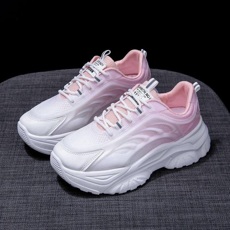 Summer Breathable Sports Shoes for Women and Women's New Mesh Versatile Casual Height-increasing Dad and Son Women's Shoes