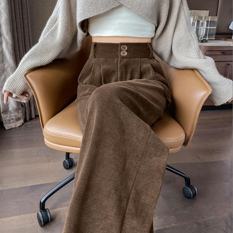 Pantaloni largi din velur alb, pentru femei, toamna și iarna, versiunea nouă, îngustă, cu draperie drepte, pantaloni de costum mic, plus catifea