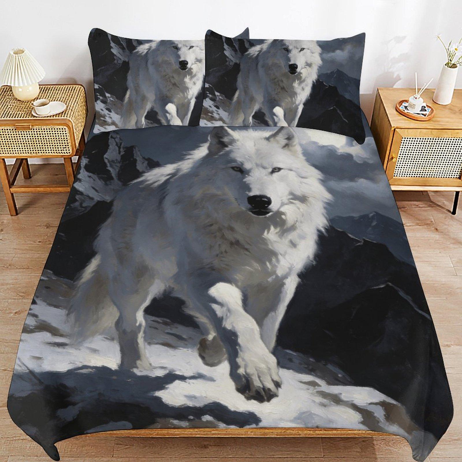 Wolf Printed in the Moon 3D Wolf Printed Bedding Set Doona Duvet Quilt Cover Set EU single 135x200cm розовый