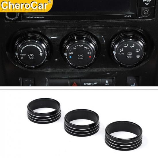 Black Air Condition Switch Button Knob Trim Ring for Dodge Challenger 2009-2014