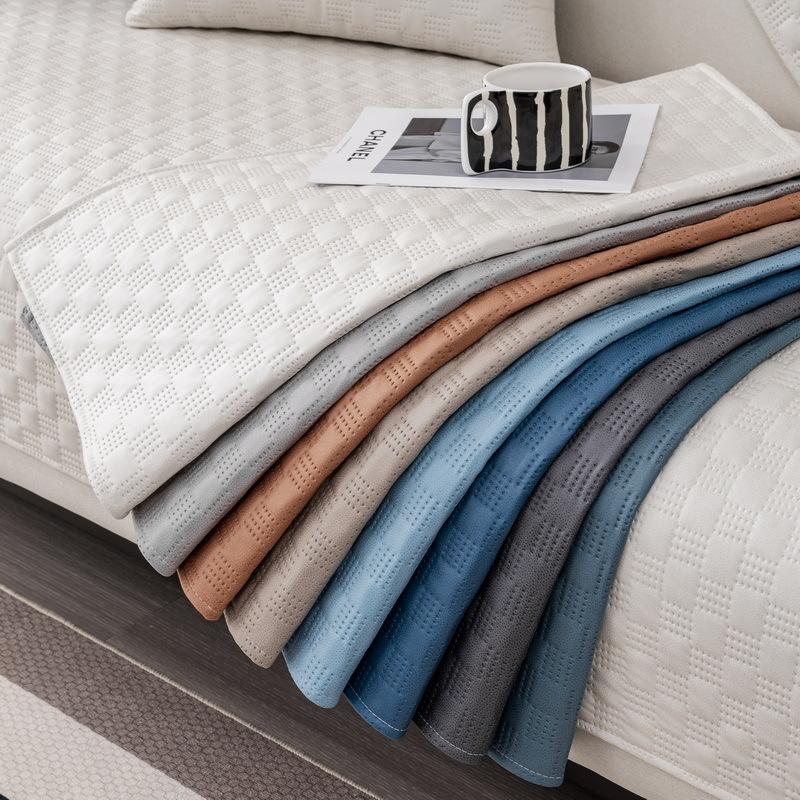 Waterproof Technology Cloth, Ultrasonic Nordic Light Luxury Leather Sofa Cushion, Universal In All Seasons, Simple And Modern Non-Slip Cover Towel