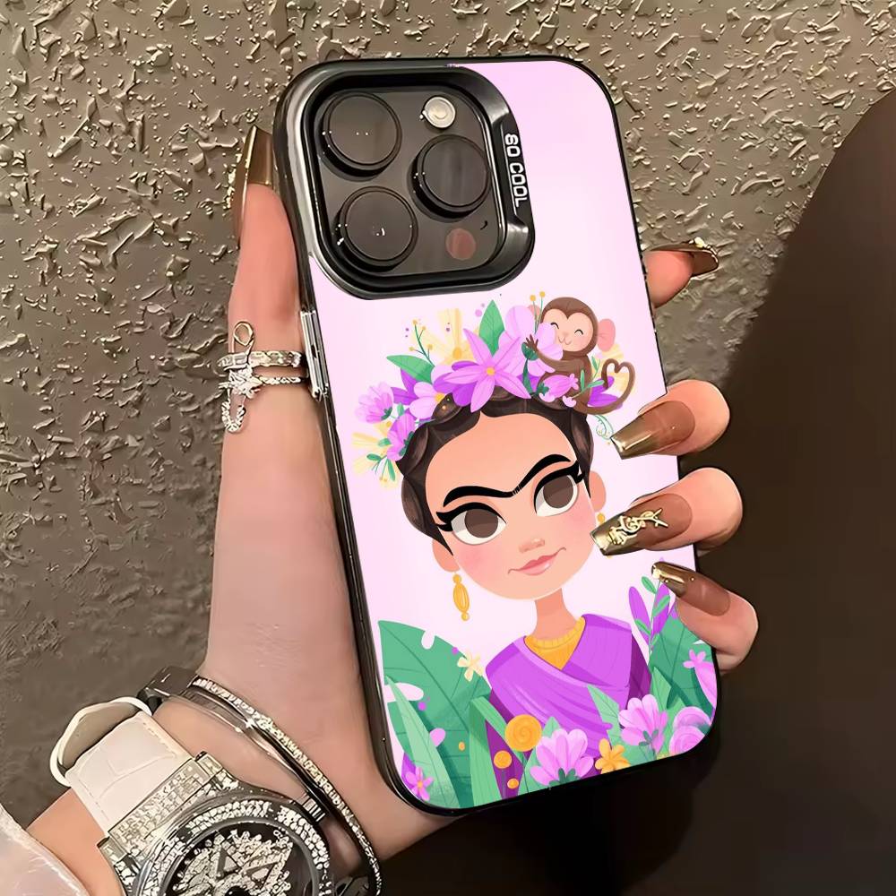 Θήκη Κινητού F-Frida-s K-Kahlo-g Art Για iPhone 17,16,15,14,13,12,11 Plus,Pro Max,XS,Χρωματιστή ασημί θήκη κινητού