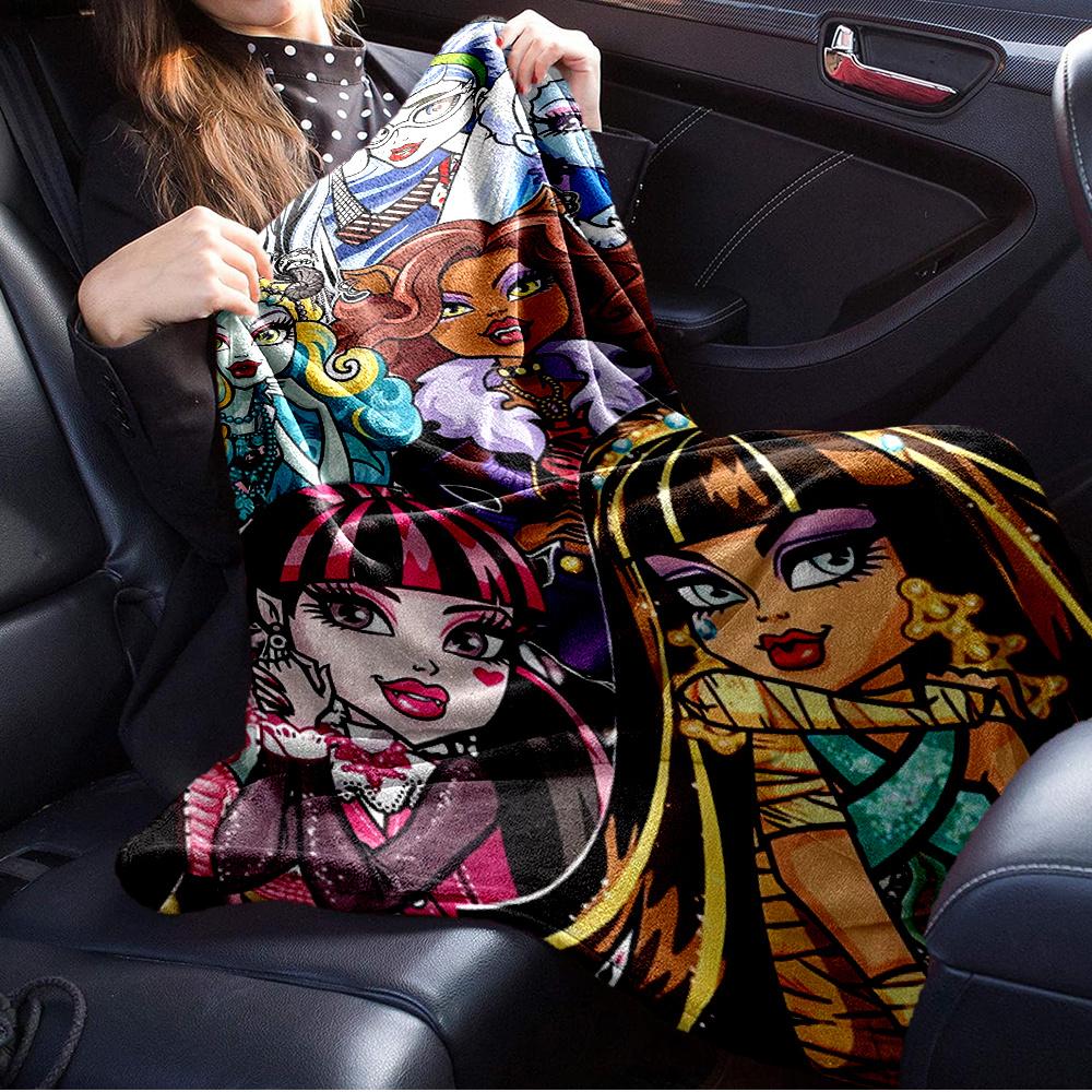 1pc Monster High,Gothic Fashion,Fantasy CharactersTheme Digital Printed Flannel Blanket, Super Soft Plush Fleece Bed Cover, Multi-Function F