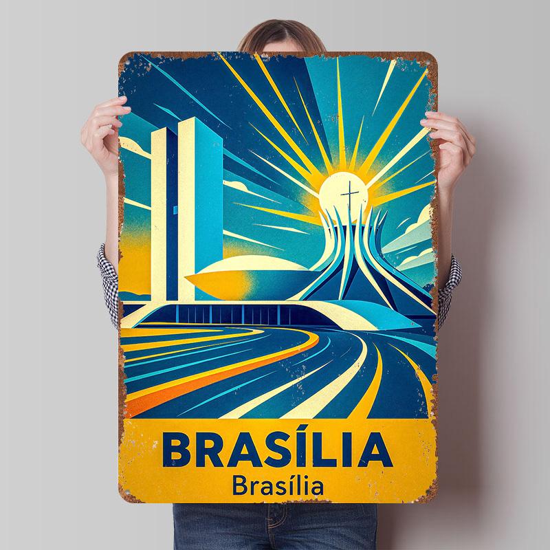 Brasilia Brazil Travel Poster Customized Vintage Metal Signs Wall Art Retro Tin Plaque for Gaming Room Decoration Cozy House