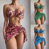2024 Women's Sexy Cross-Border Holiday Bikini: Amazon Print Three-Piece Swimsuit