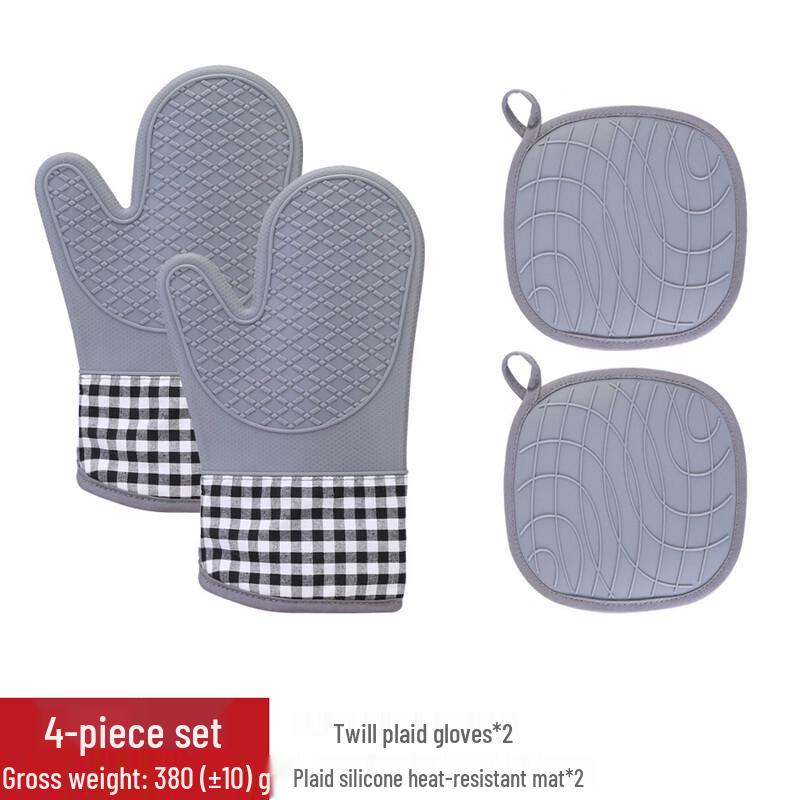 Silicone Heat-Resistant Baking Mitts and Clip Set