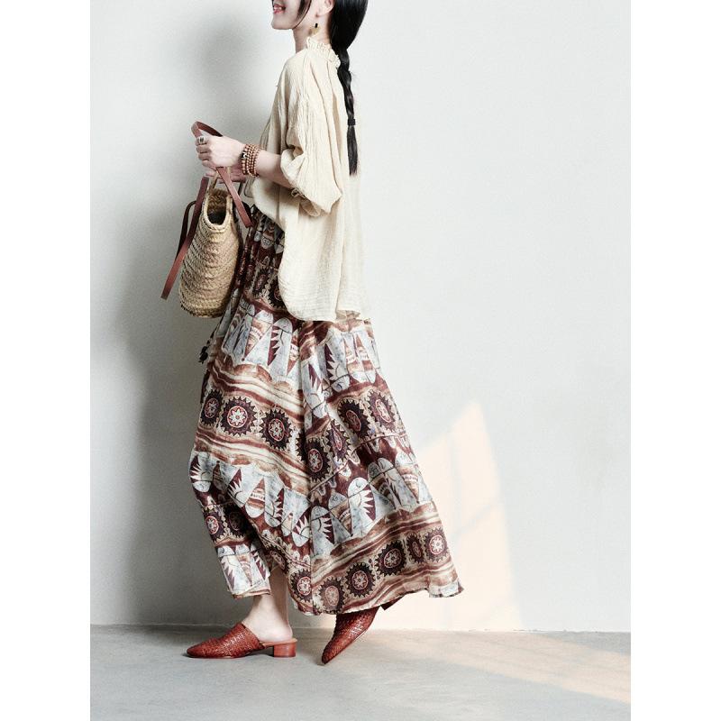 Skirt Women Summer Casual Versatile Elastic High Waist Loose Skirt Oversize Stretchy Cotton Dresses