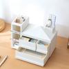 Creative Oblique Pen Holder Storage Box with Drawer Organizer Large Capacity Office Table Stationery Files Organizer with Cover