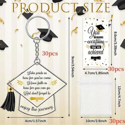 30 Sets Graduation Gifts Keychain Class of Graduation Tassel Keychain Set Inspirational Graduation Party Favors Gift