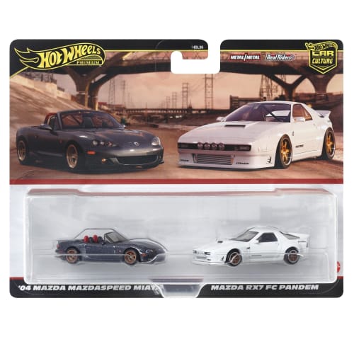 Hot Wheels Premium 2 Pack Mazda RX7 FC Pandem / '04 Mazda Mazdaspeed Miata [Mini Car] [3 lata i więcej] HRR75