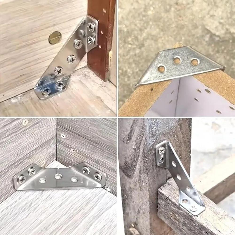 8/20/30Set Furniture Corner Connector Stainless Steel Angle Code for Cabinet Angle Shelf Support Fixed Brace Kits with Screw