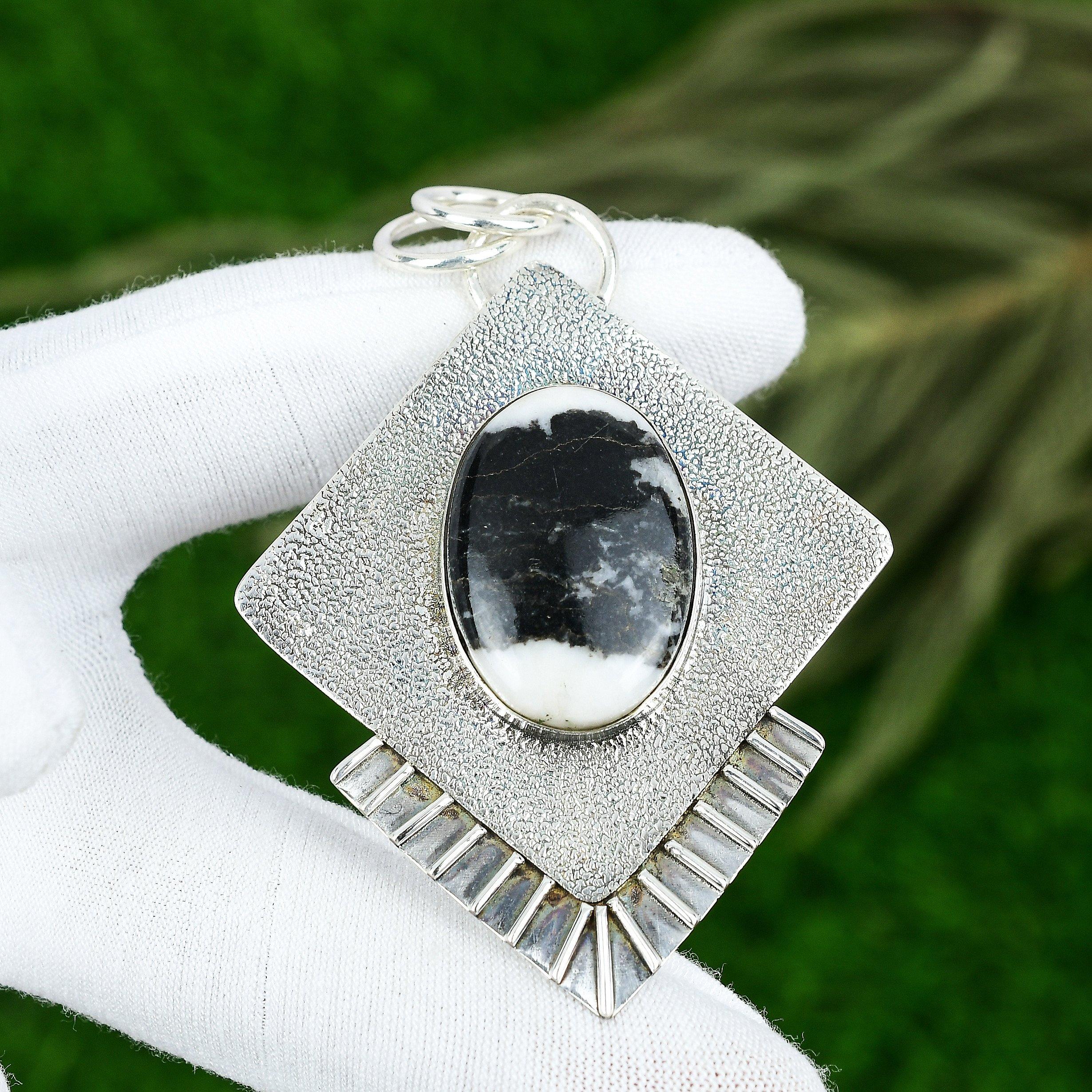 Sisters Day Deal 925 Silver Oval Zebra Jasper Stone Anniversary Pendant Jewelry