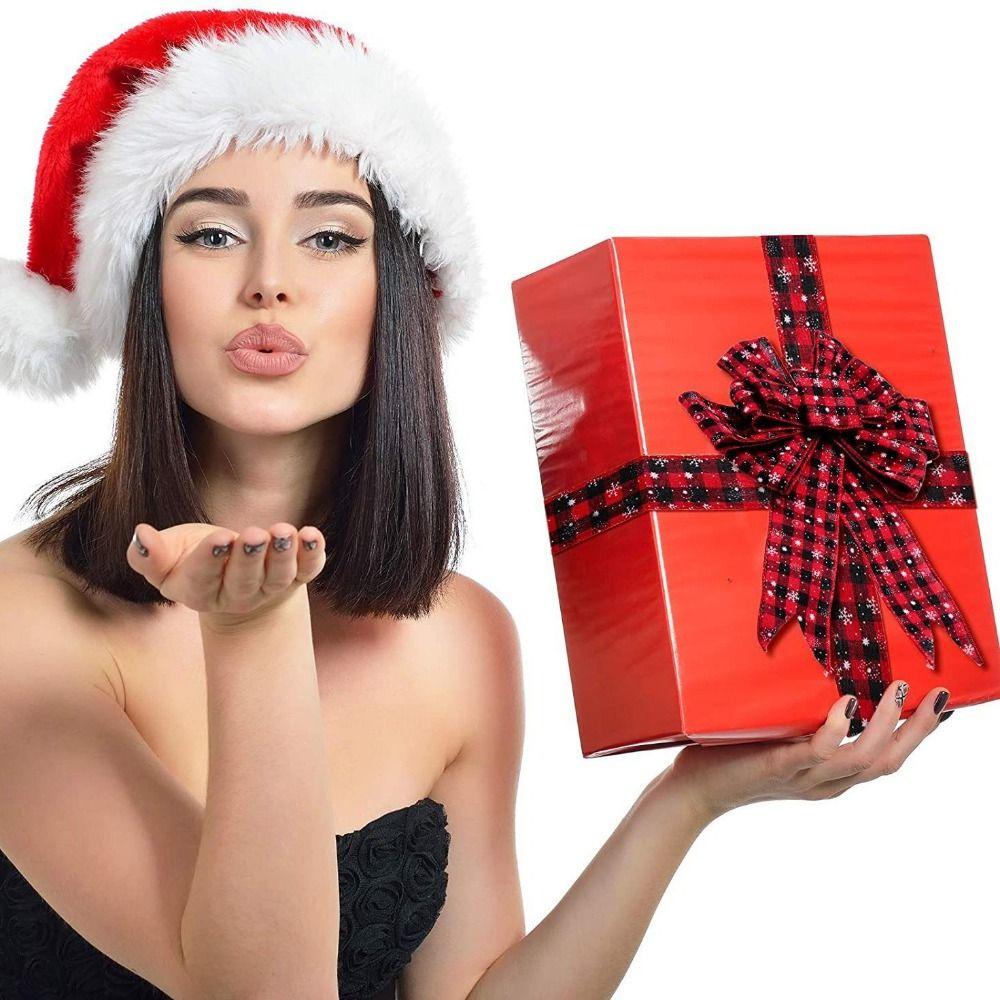 2 rolls/set 6M Red and Black Plaid Ribbon Decorative Gift Box Bow Ribbon  Christmas