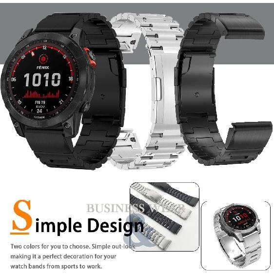 Miimall Compatible for Garmin Forerunner 965 Band Metal, 22mm [Quick Release] [Stainless Steel] Adjustable Wristband Replacement Easy Fit Metal