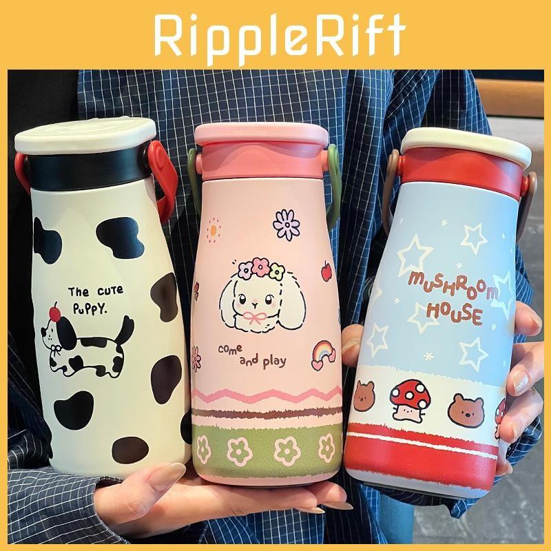 Letter Dog Cartoon Pattern Insulated Mug Portable Cup For Students And Commuters