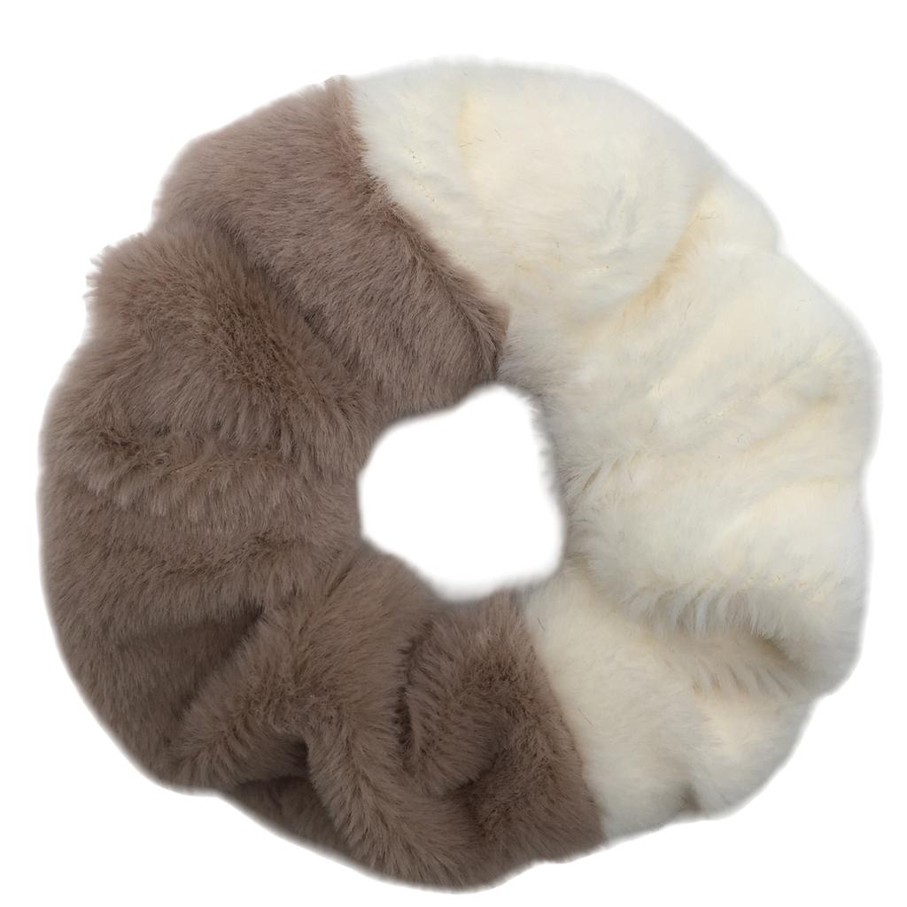 6pc Hair Scrunchies Furry Elastic Band Women Girl Ponytail Holder Rubber Ties Accessories Plush Faux Fur Soft Chiffon Headband