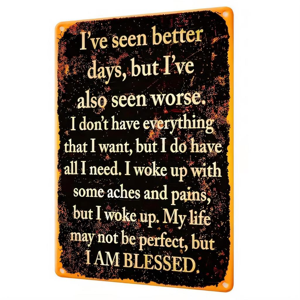 Tin Sign Ive Seen Better Days But Ive Also Seen Worse I Dont Have Everything I Want Motivational Quote Metal Wall Plaque Rust