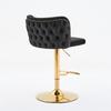 US Stock Set Of 2 Swivel Barstools Adjustable Seat Height With Gold-plating Base Tufted Back For Home Pub And Kitchen Island