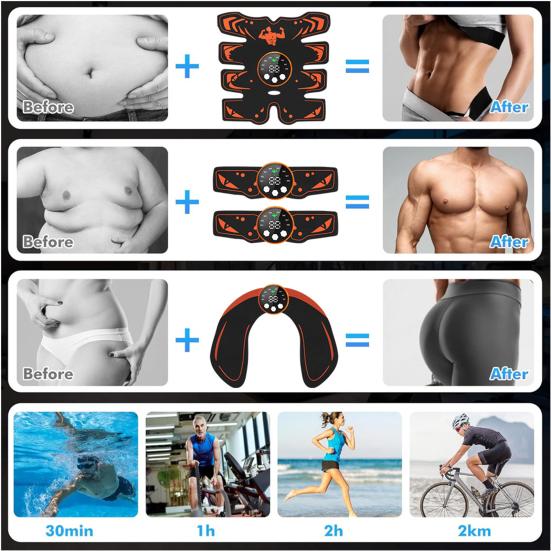 Stimolatore Addominale Tonificatore Muscolare Elettrostimolatore Muscolare Attrezzatura per Allenamento Fitness Forza per Uomini Donne